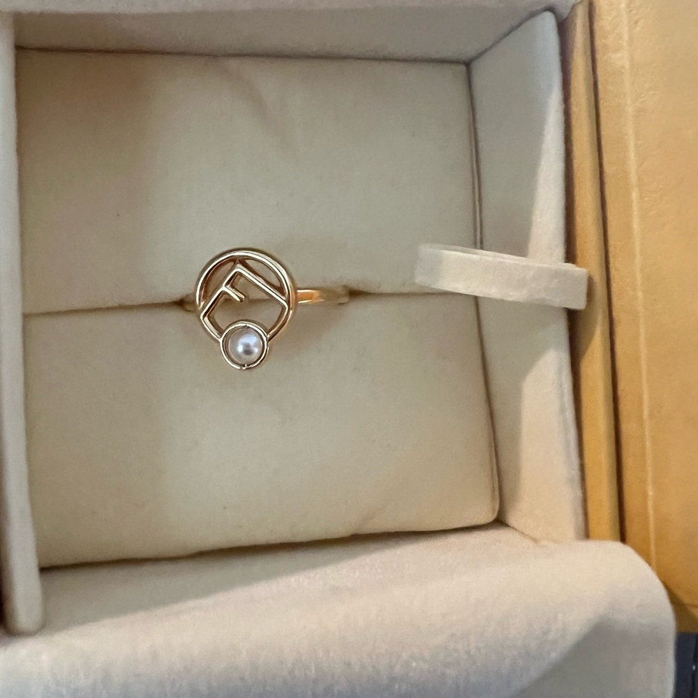 FENDI Gold-tone Ring with Pearl Accent - Picture 6 of 6